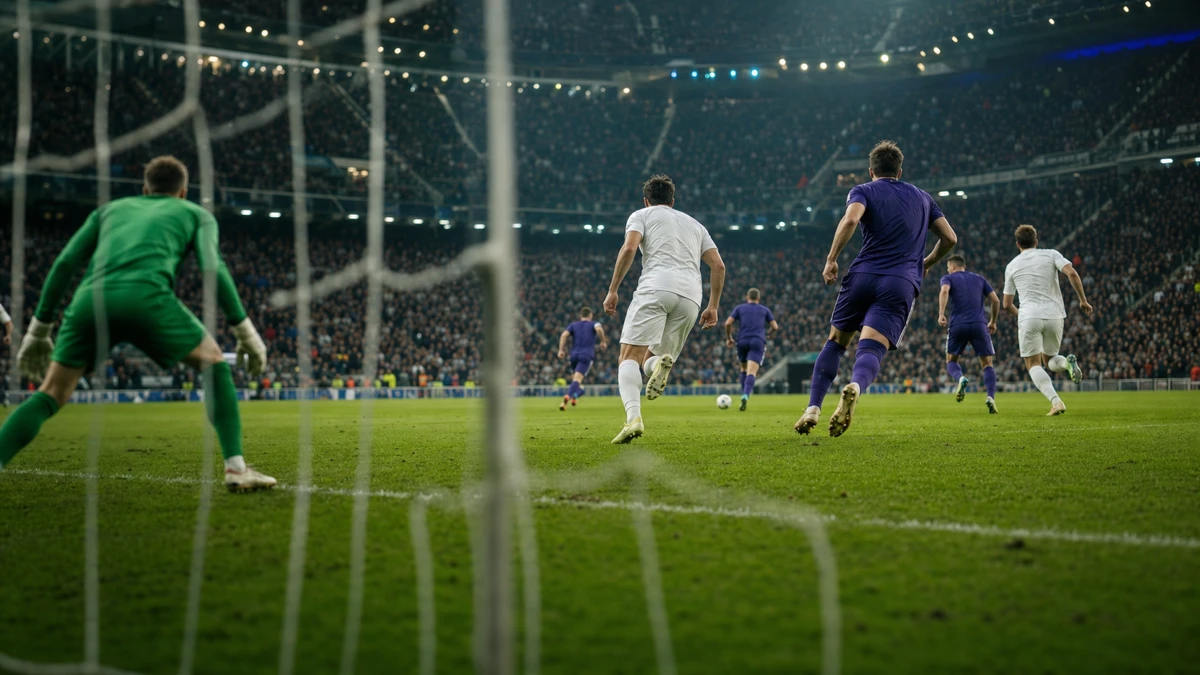 Spelmoment från en fotbollsmatch i Champions League.